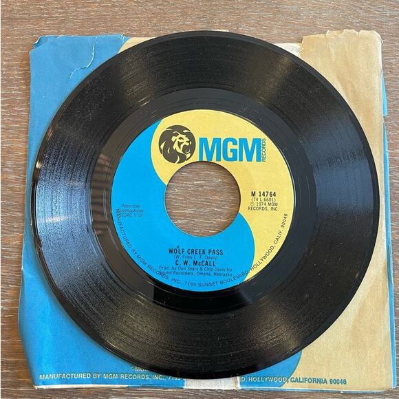 C.W. McCall Sloan / Wolf Creek Pass 45 RPM Vinyl Record MCM 1974 - Picture 3 of 4
